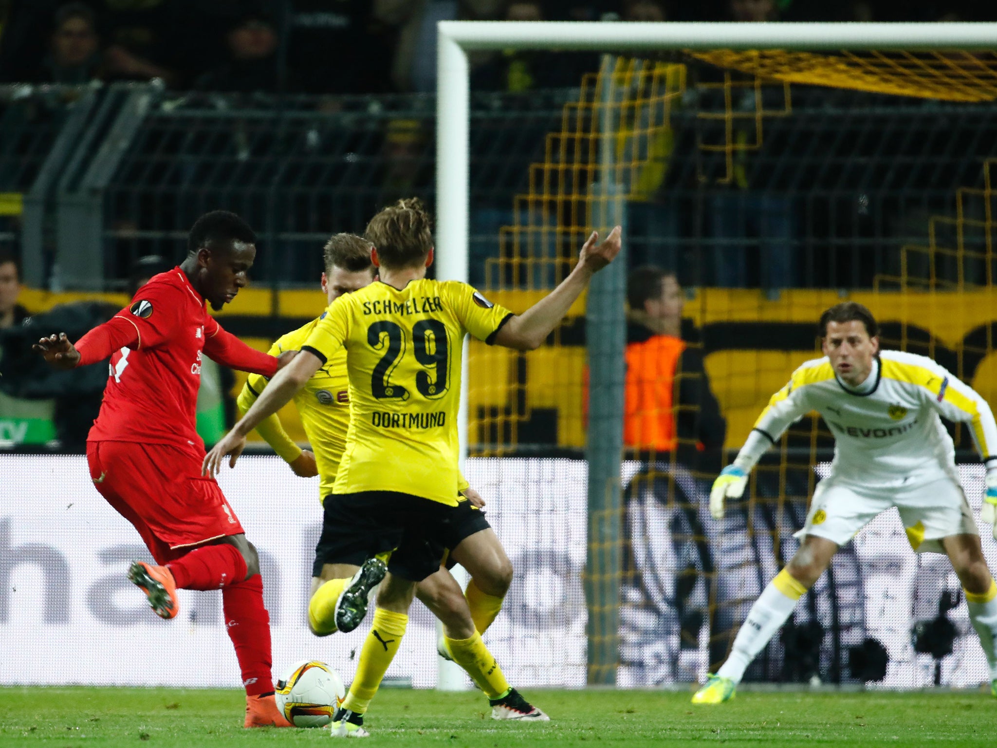 Divock Origi fires in the opening goal against Dortmund