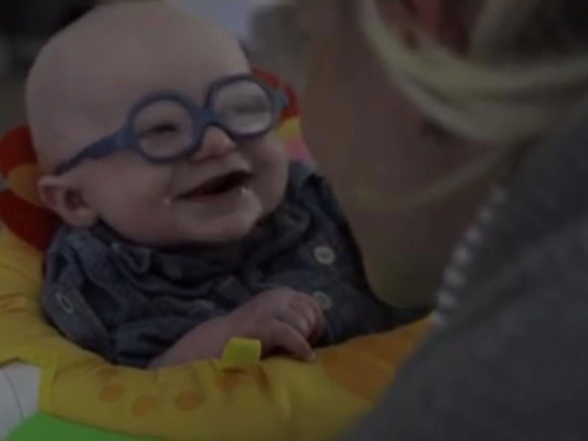 Leopold Wilbur Reppond was filmed smiling and giggling as he saw his mother properly for the first time