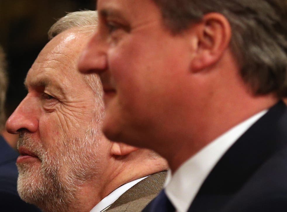 British Prime Minister David Cameron (right) and Labour leader Jeremy Corbyn