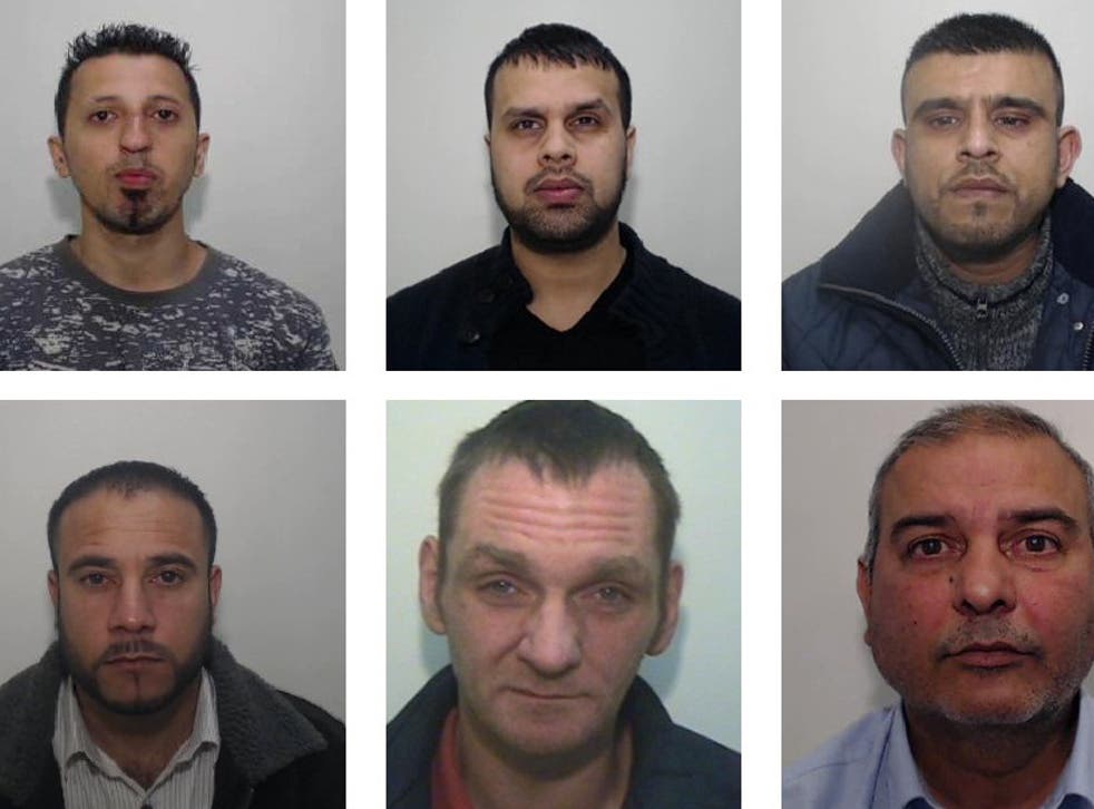 Six of the 10 men sentenced in Rochdale sex trial: (Top row L to R): Rehan Ali, Kutab Miah and Choudry Ikhalaq Hussein. (Bottom row L to R): Mohammed Dauood, David Law and Mohammed Zahid