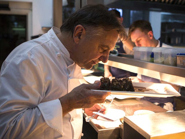 <p>Raymond Blanc in the kitchen</p>