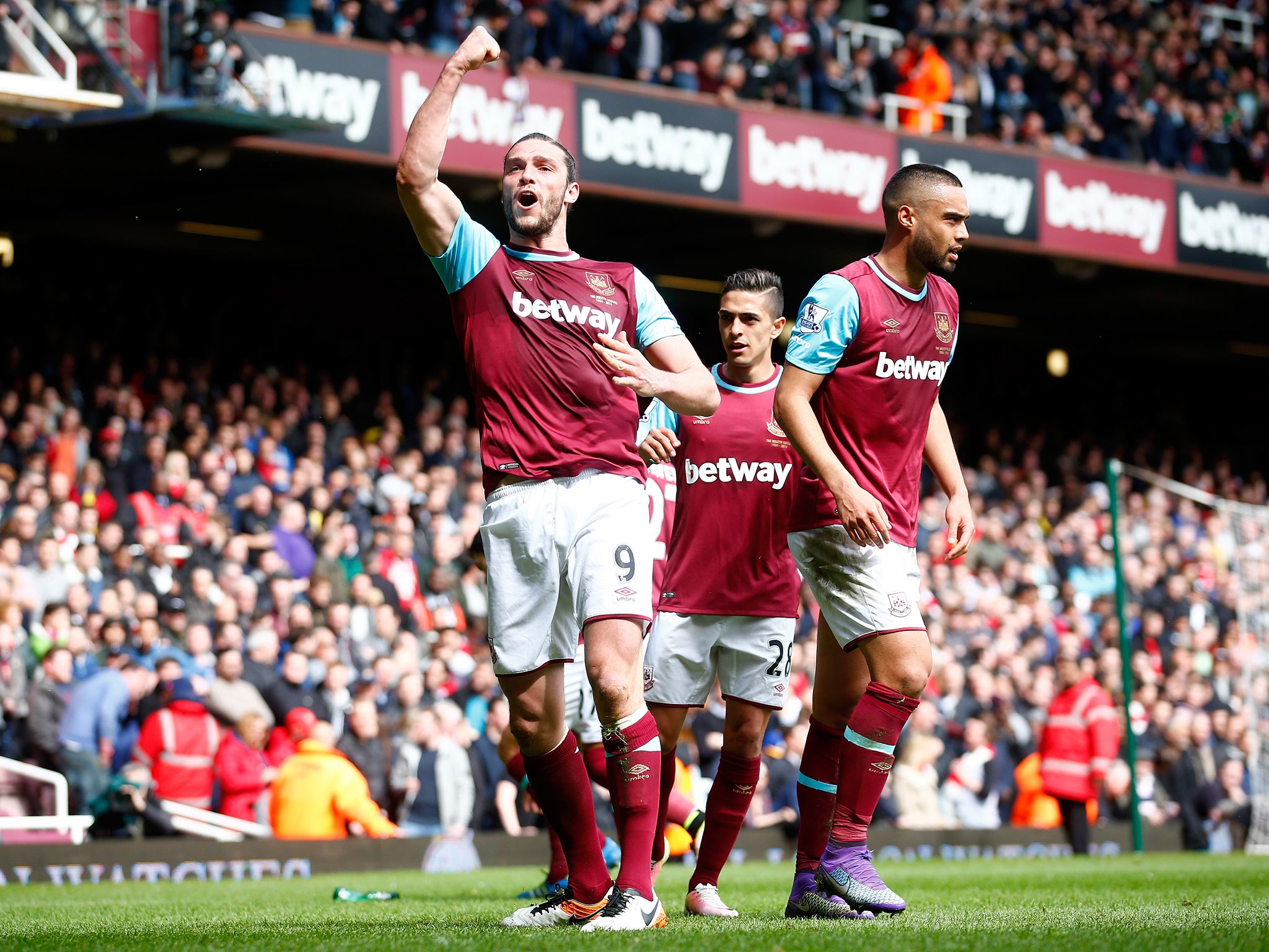 Andy Carroll scored a hat-trick in West Ham's 3-3 draw with Arsenal on Saturday