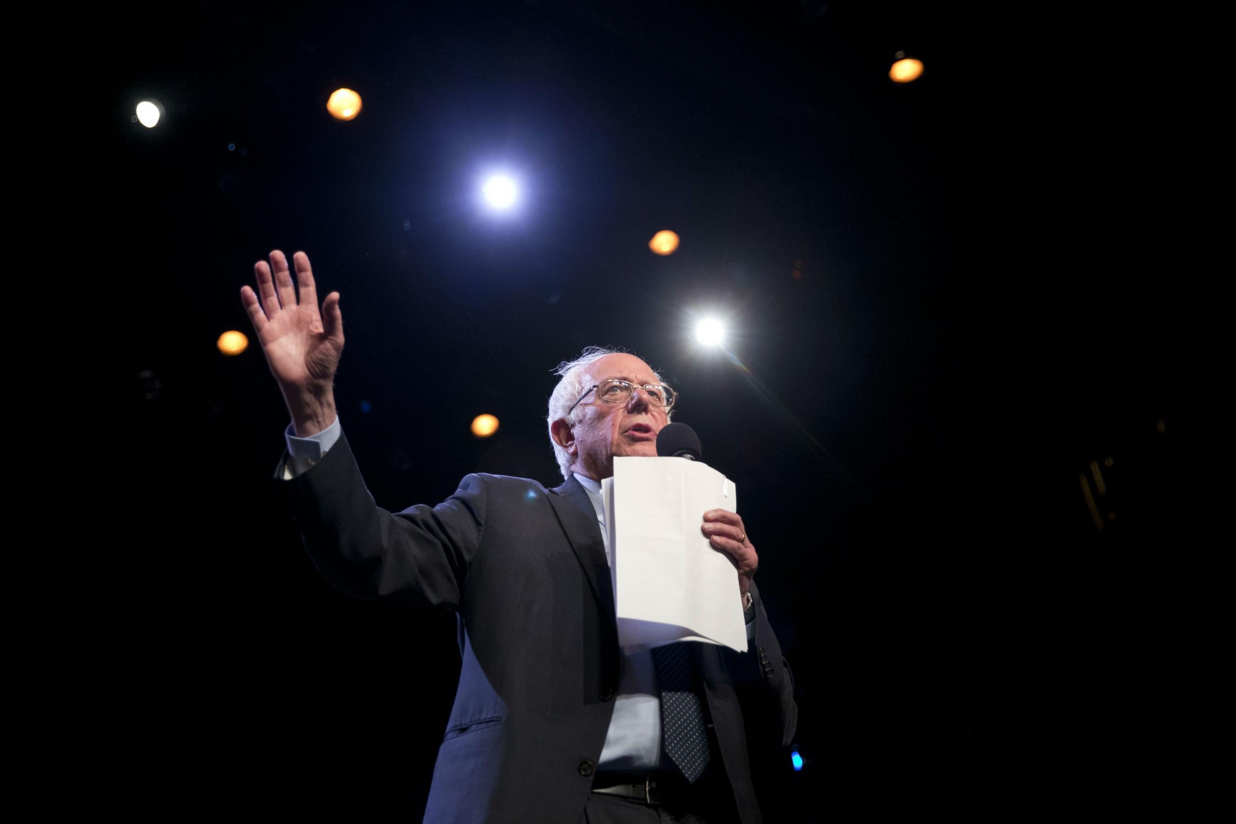 Mr Sanders was speaking during a rally at the Apollo Theatre in New York