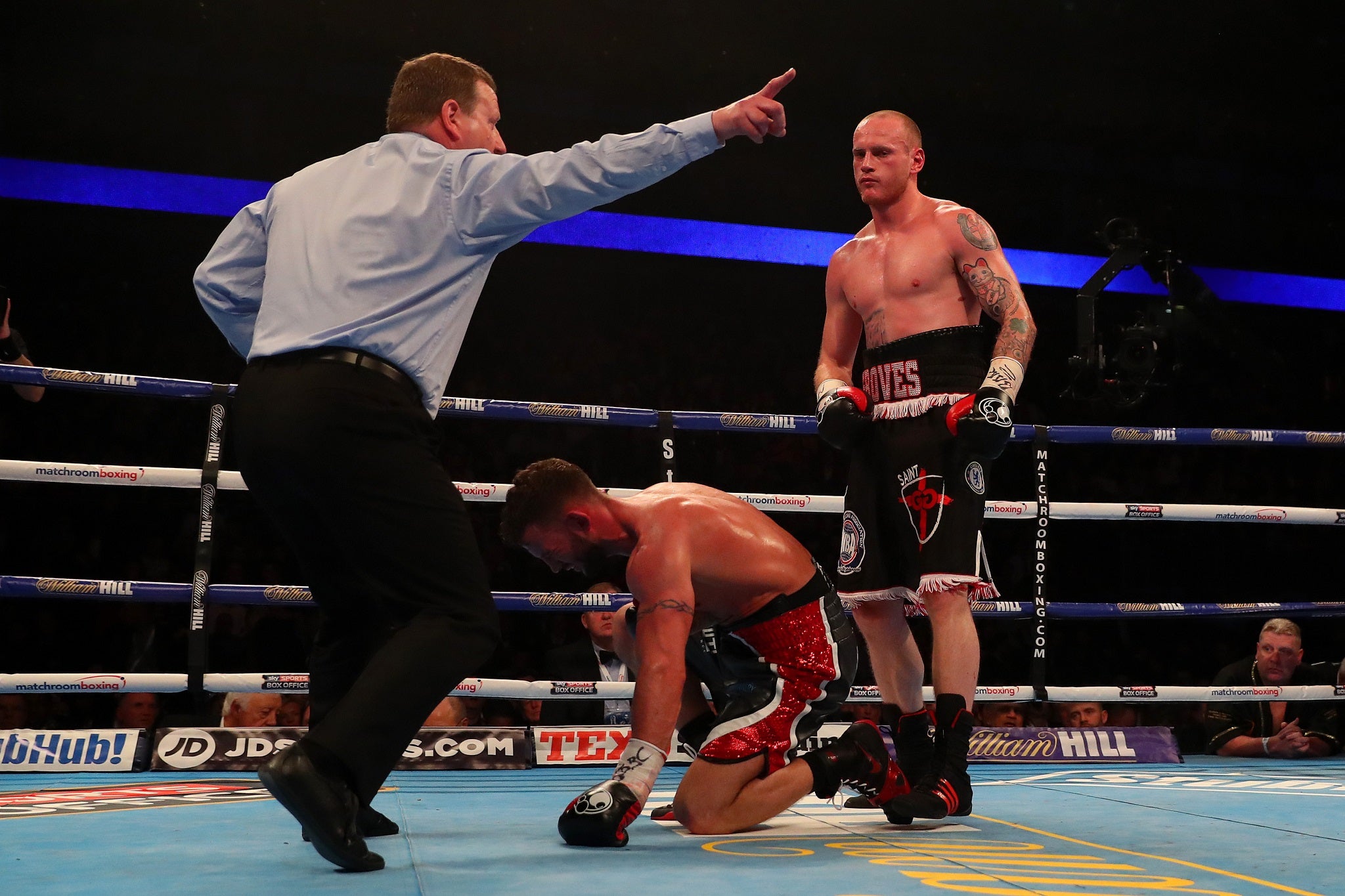 George Groves ends his fight with David Brophy by countout