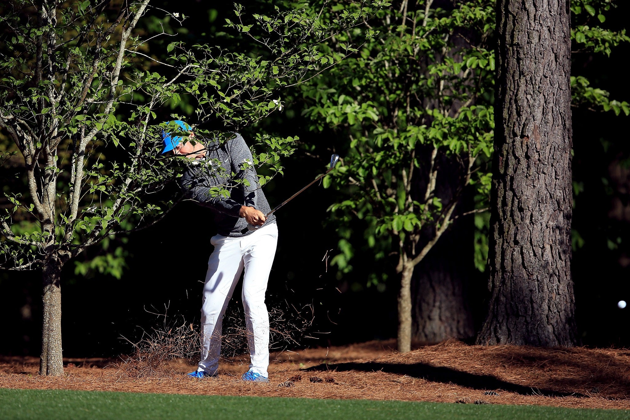 &#13;
Rory McIlroy repeatedly missed the fairway on the back nine &#13;