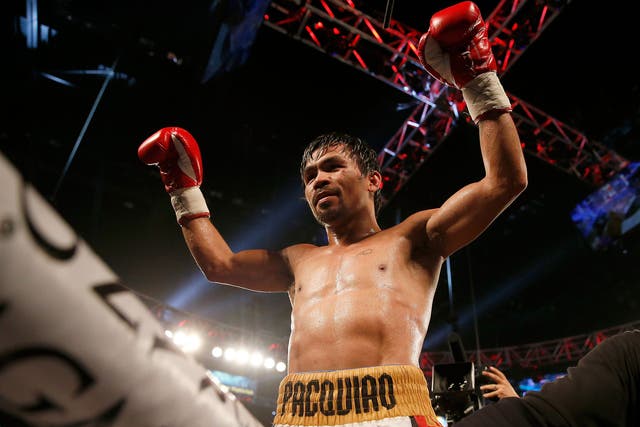 Manny Pacquiao after beating Timothy Bradley