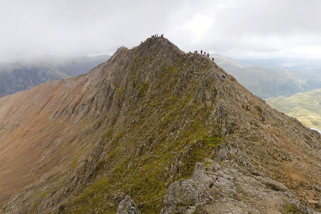 Crib Goch means "red ridge" in Welsh and is 3,000ft above sea level