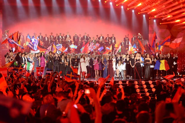 The Eurovision 2015 contestants take to the stage in Vienna last year