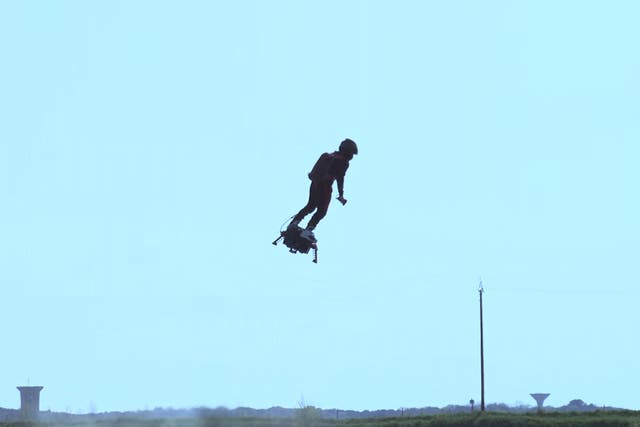 A still from the first test of the Flyboard Air
