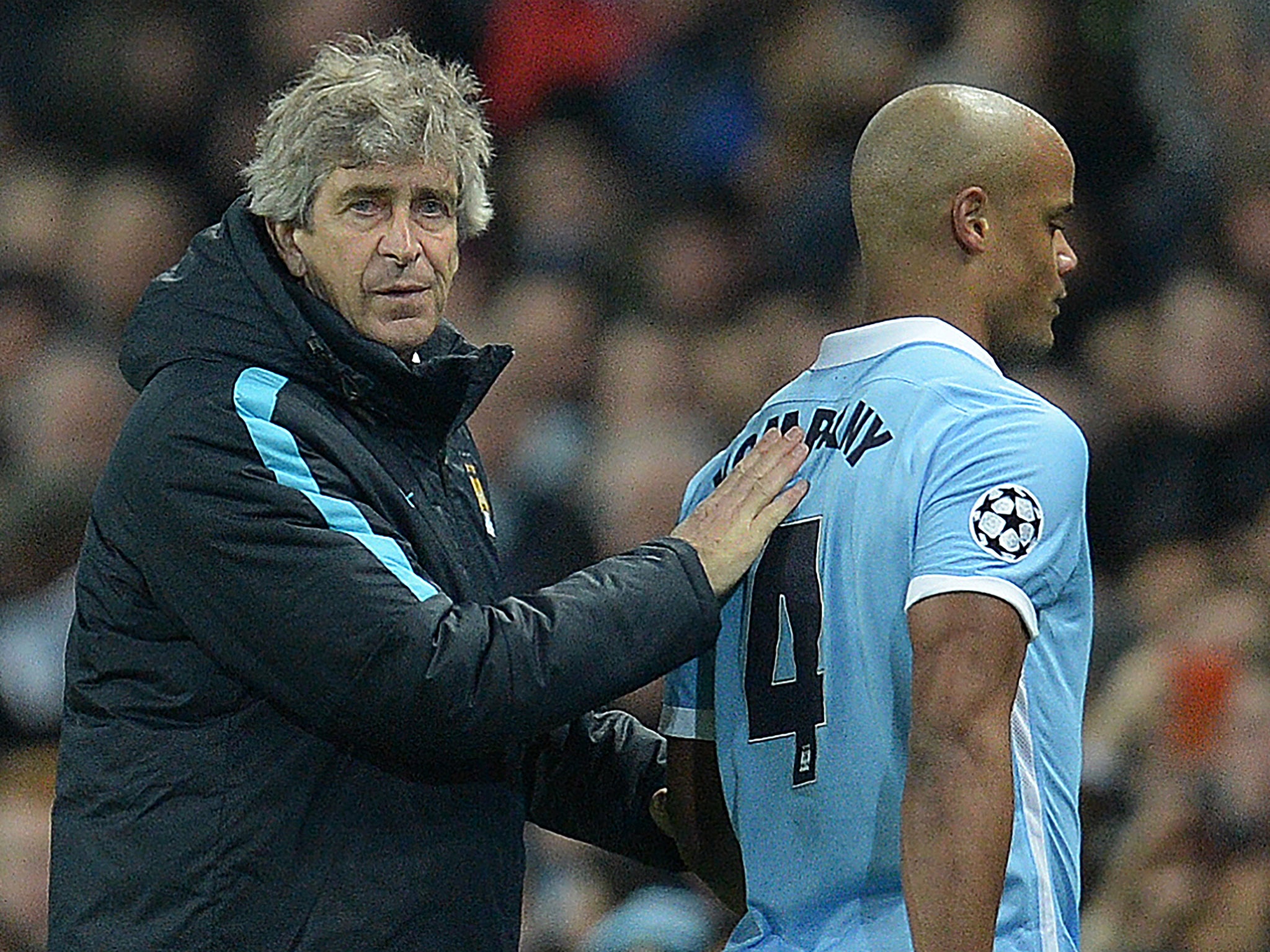 Kompany leaves the field during last month's round-of-16 second leg against Dyanmo Kiev