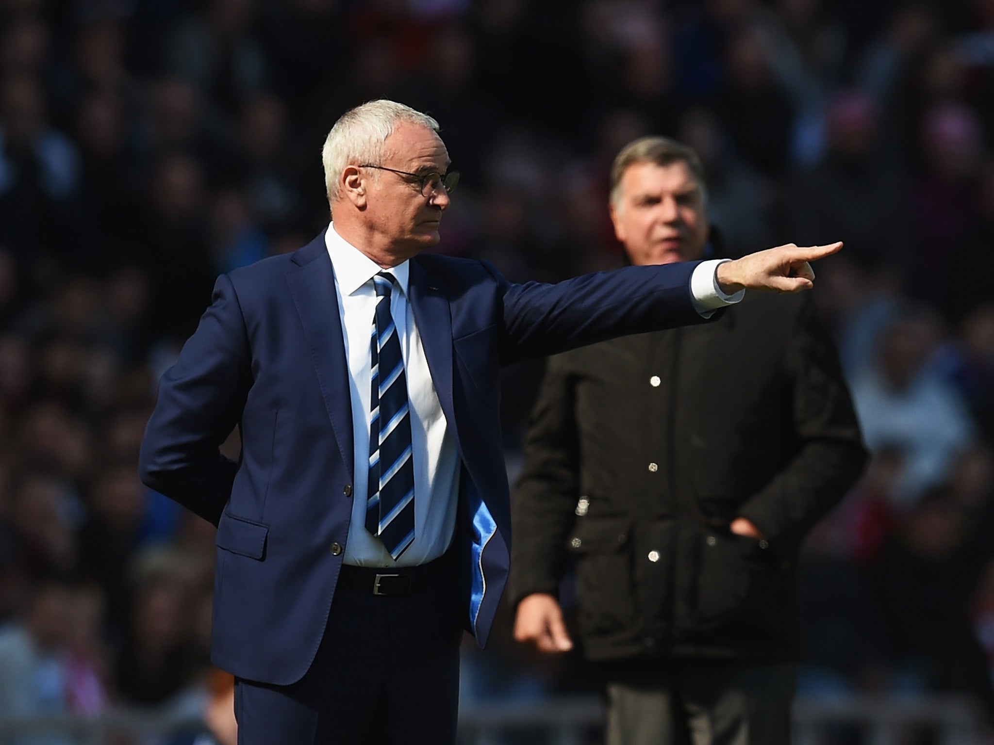 Ranieri offers instruction from the touchline during Sunday's win