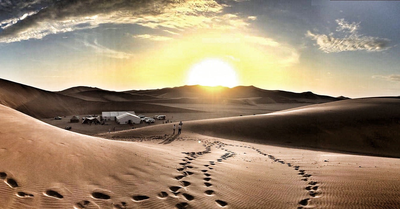 A sunset over the Namibian desert