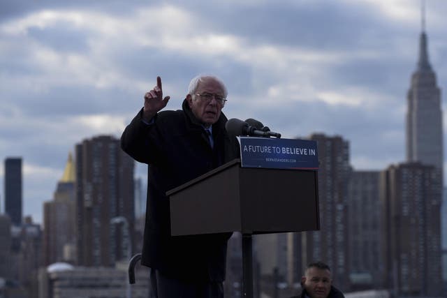 Bernie campaigns in Greenpoint, Brooklyn.