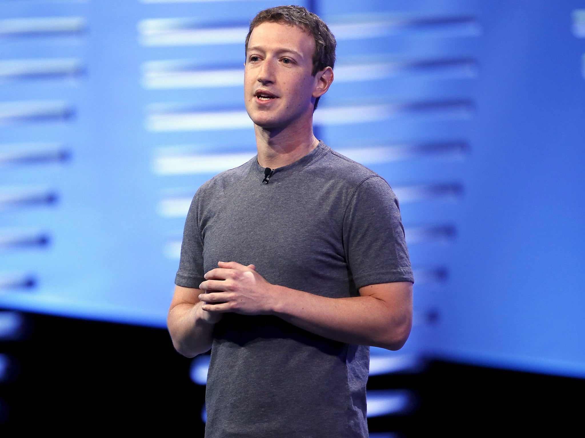 Mark Zuckerberg addresses the F8 Facebook developer conference in San Francisco yesterday