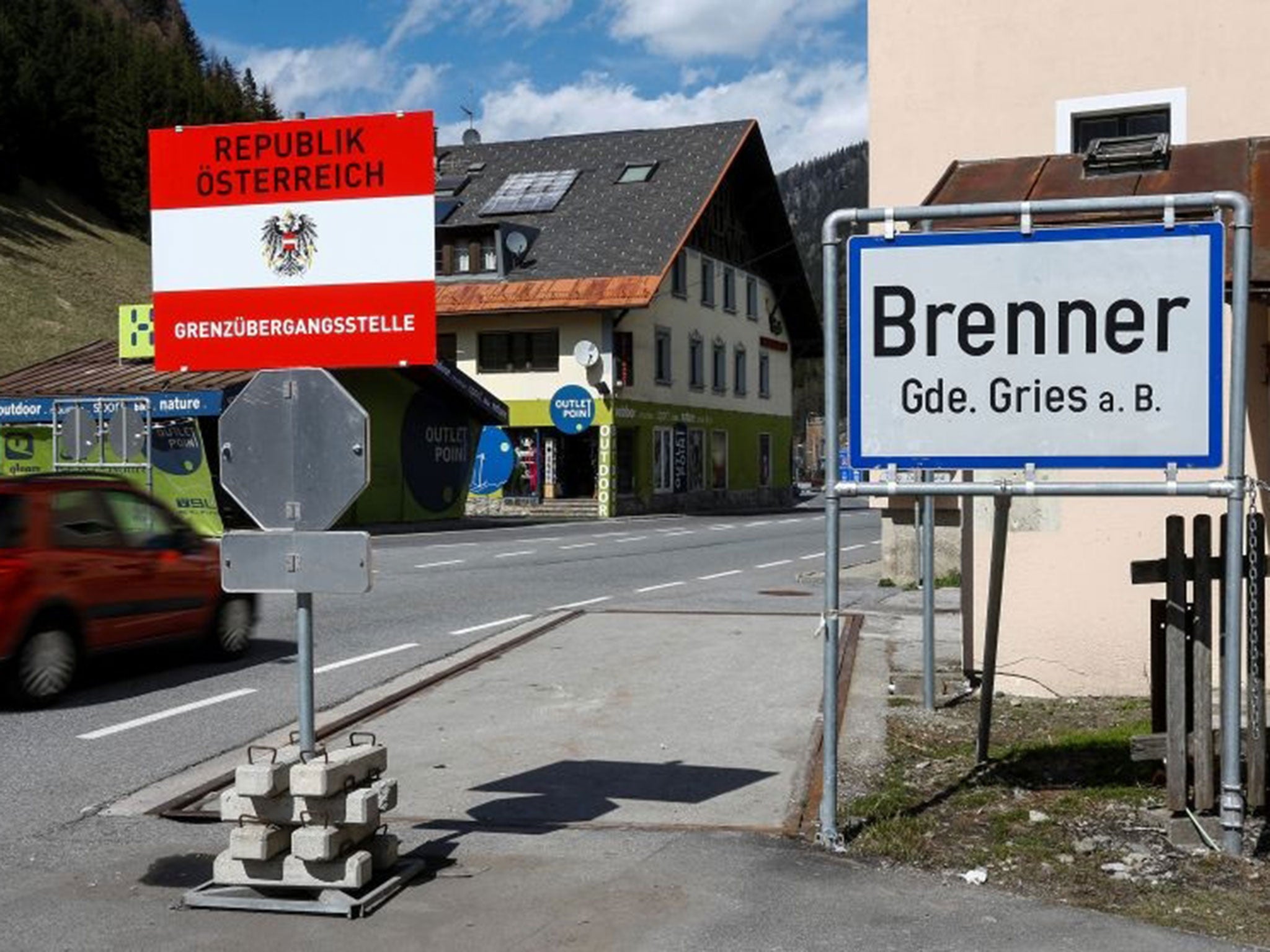 Austrian police say they have begun pouring concrete for foundations of a registration hall, barriers and other structures at Brenner, on the Italian-Austrian border