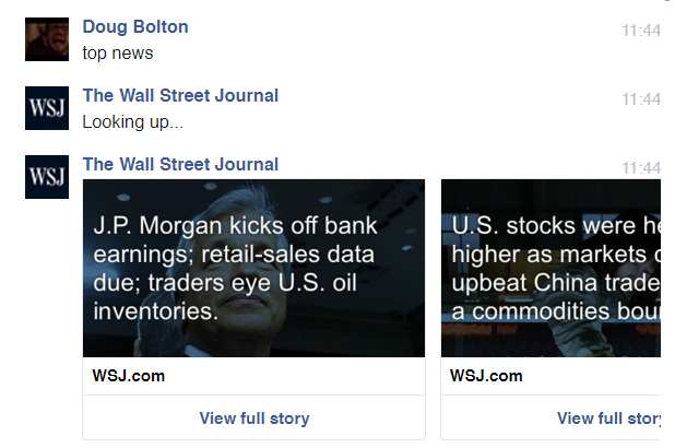 The WSJ bot can deliver headlines to your inbox