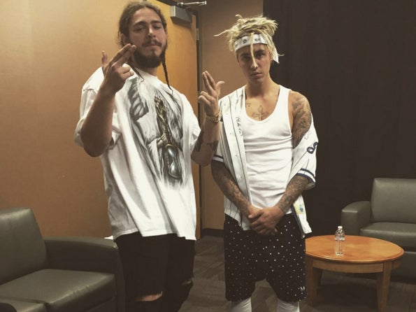 Justin Bieber and Post Malone on the Purpose tour Instagram