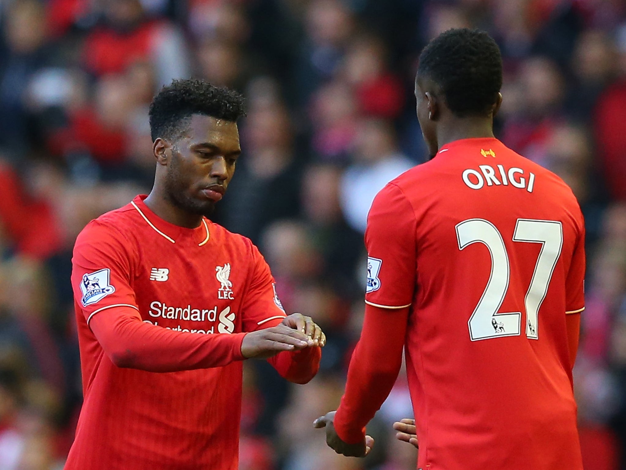 Daniel Sturridge is replaced by Divock Origi in the draw with Tottenham earlier this month