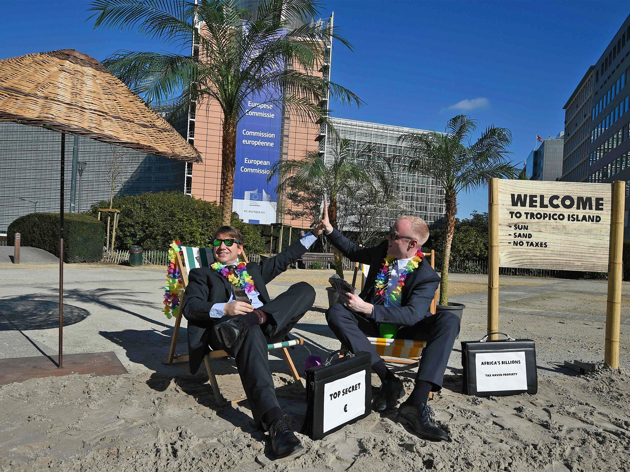 An protest by Oxfam outside the European Commission headquarters in Brussels earlier this week