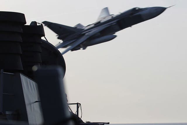 Two Russian Su-24s buzzed past the destroyer in the Baltic (file photo)