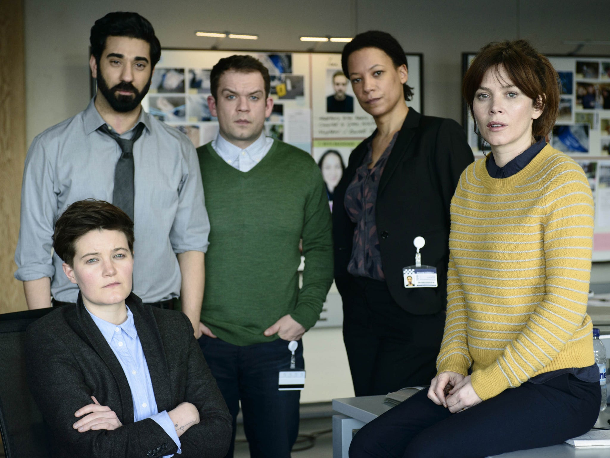 Marcella's colleagues on the murder squad: Charlie Covell as DI Alex Dier, Ray Panthaki as DI Ray Sangha, Jack Doolan as DC Mark Travis,Nina Sosanya as DCI Laura Porter (ITV )