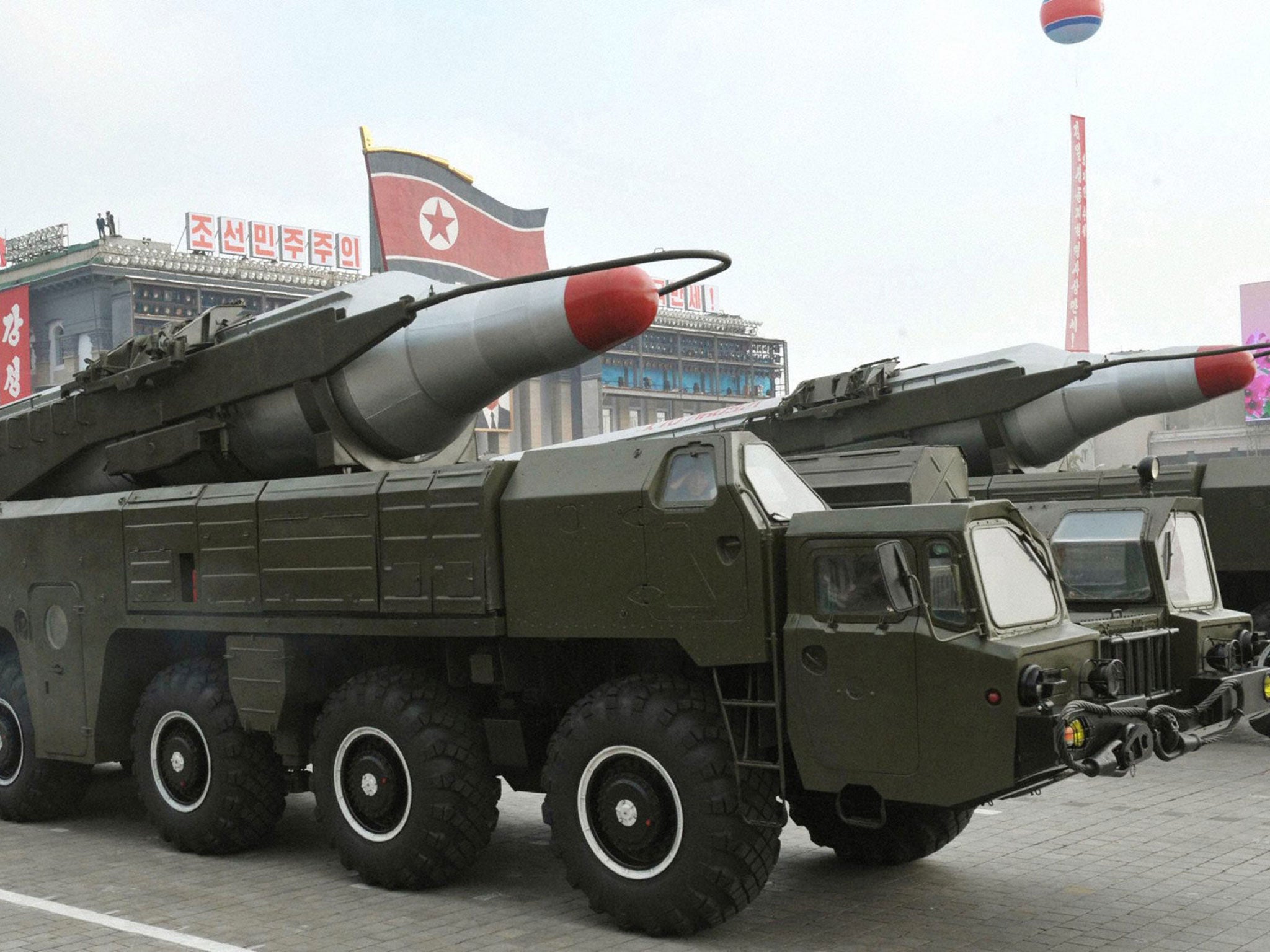 'Musudan' missiles displayed during a military parade in North Korea