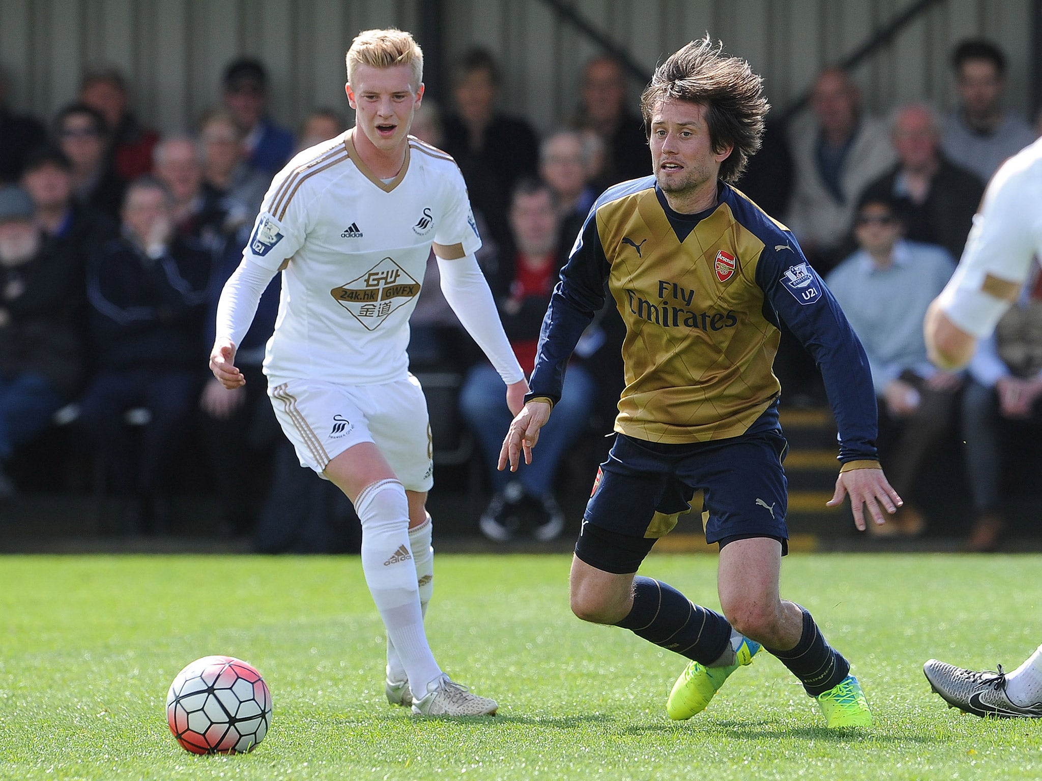 &#13;
Rosicky in action for Arsenal Under-21s against Swansea &#13;