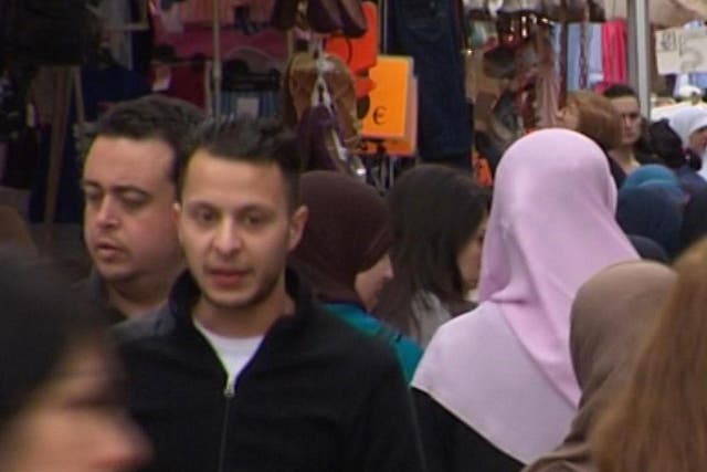 A still image from CCTV footage of Salah Abdeslam, second left, the only surviving suspect in the 2015 Paris attacks
