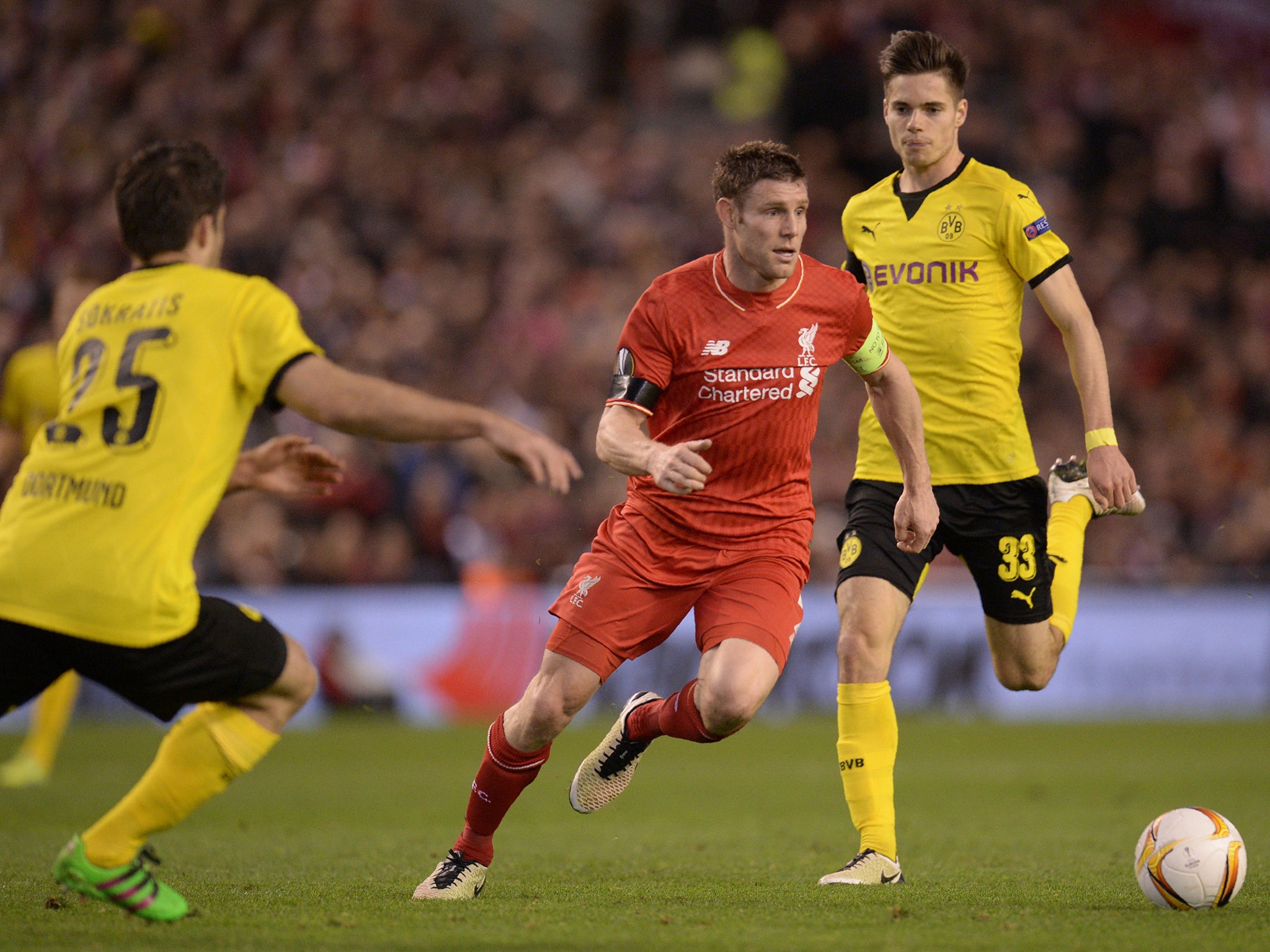 Milner in action against Dortmund