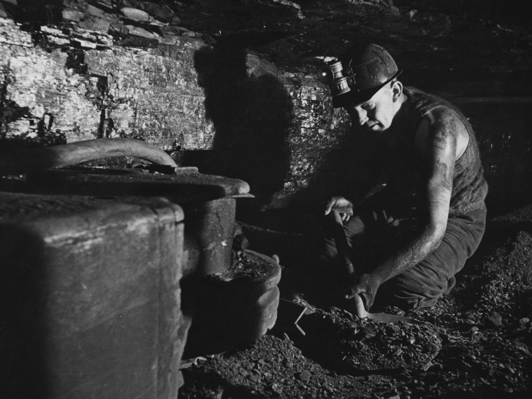 A coal miner at work at a colliery in Northumberland circa 1961