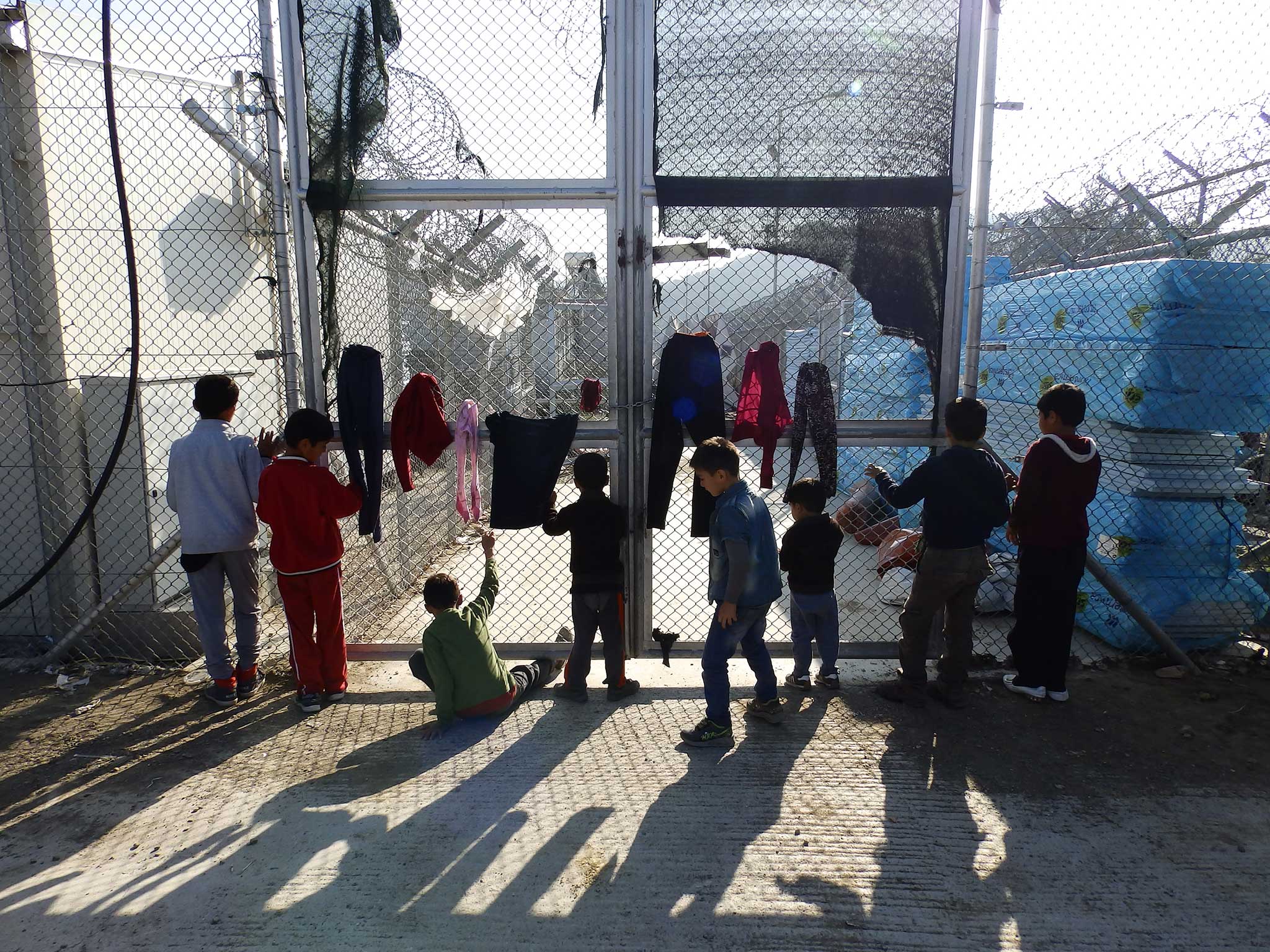 Refugee children at the Moria camp in Lesbos (Lizzie Dearden)