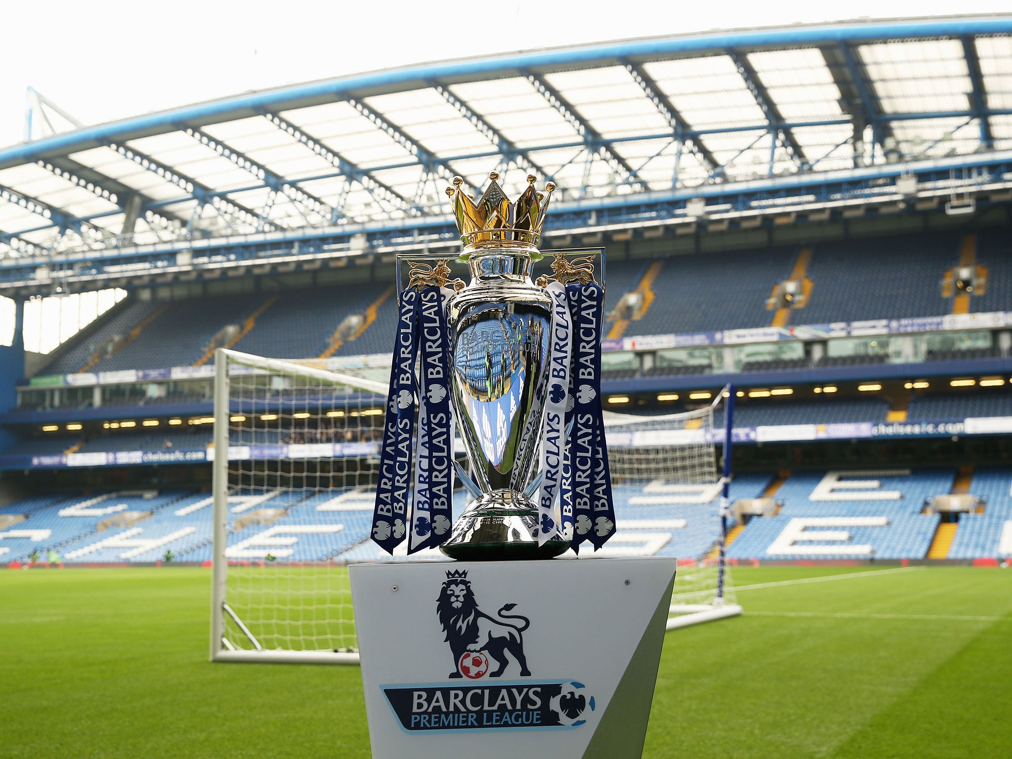 A view of the Premier League trophy