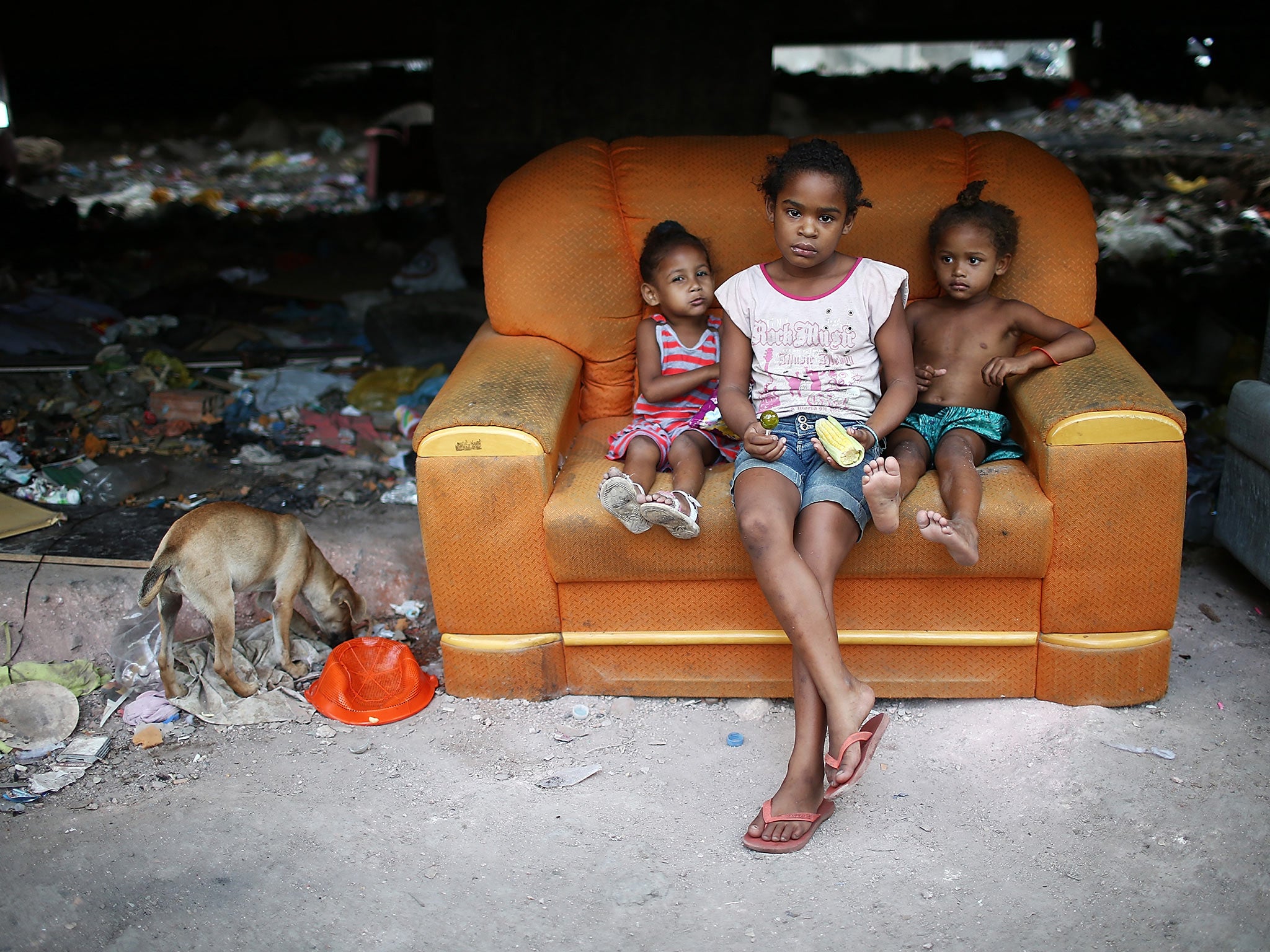 Children in Rio's Complexo da Mare slum. Brazil is facing its worst economic crisis since the 1930s