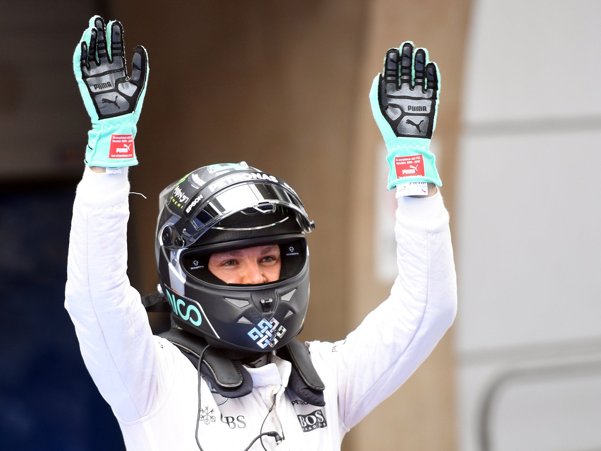 Nico Rosberg celebrates taking pole for the Chinese Grand Prix