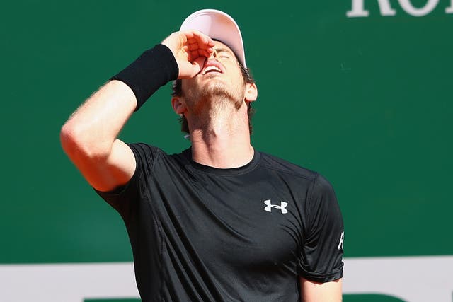 Andy Murray reacts to his defeat by Rafael Nadal at the Monte Carlo Masters