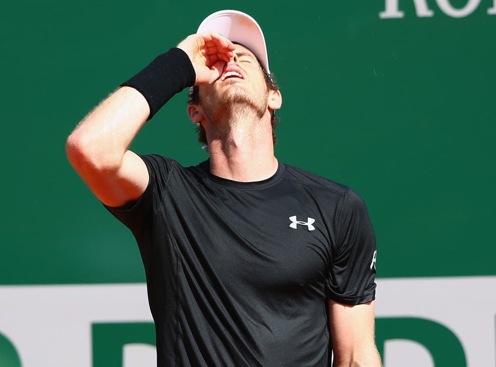 Andy Murray reacts to his defeat by Rafael Nadal at the Monte Carlo Masters