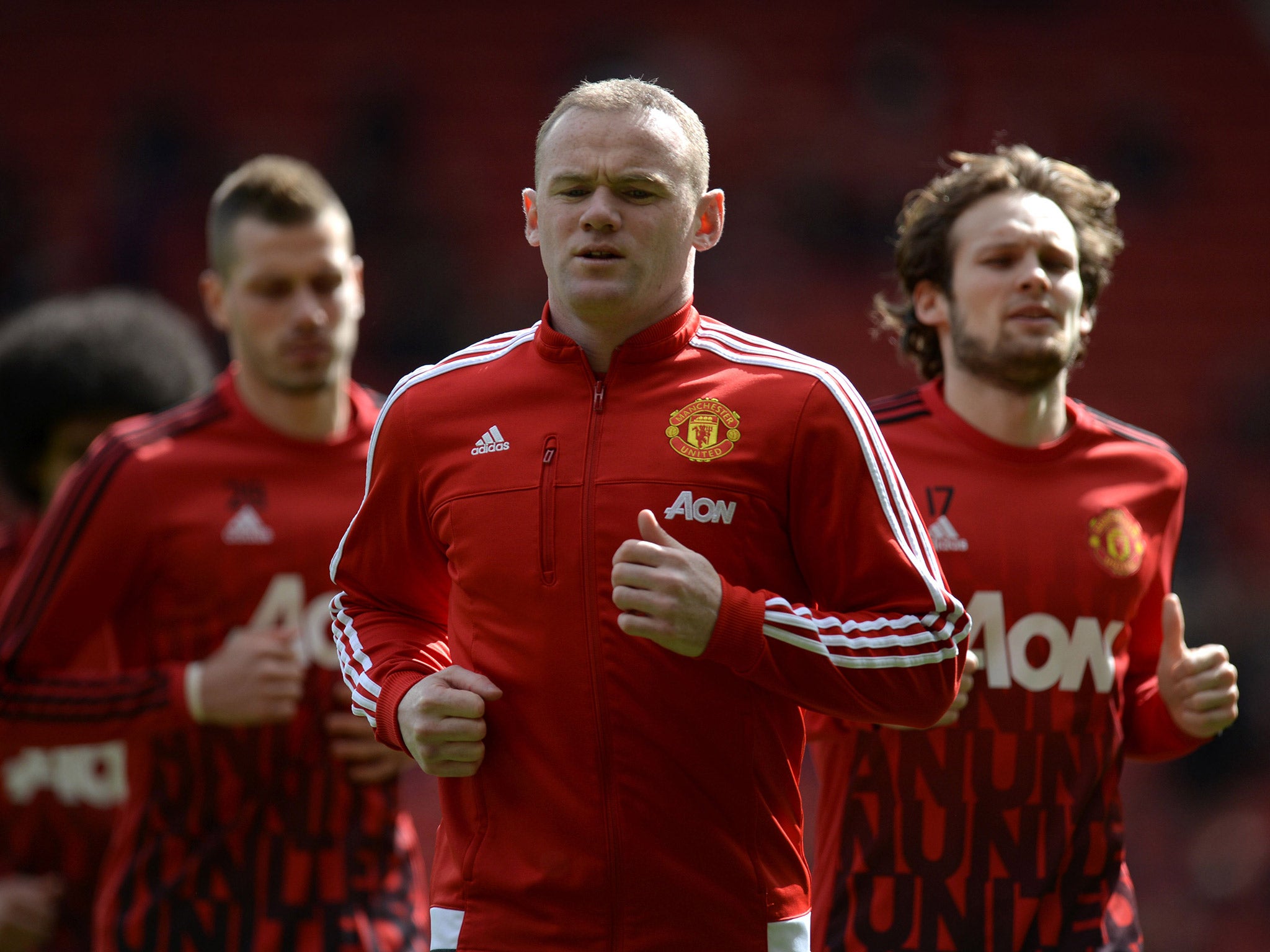 Wayne Rooney leads Manchester United out for their warm-up