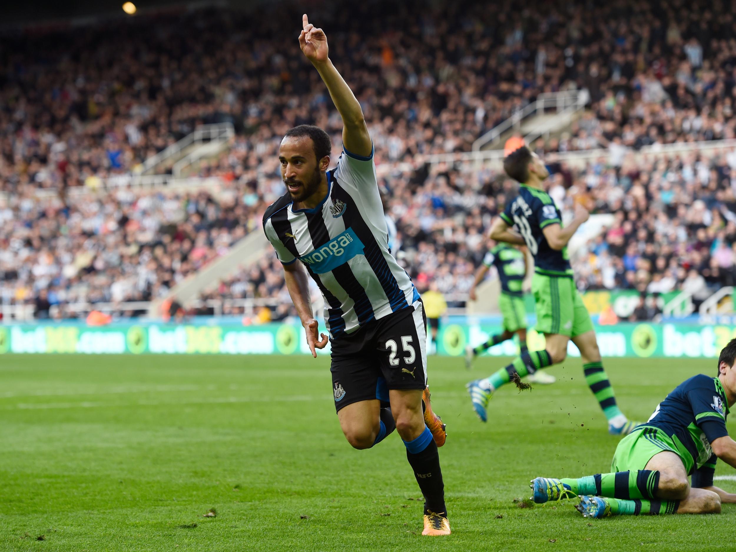 Andros Townsend celebrates scoring one of his four goals for Newcastle