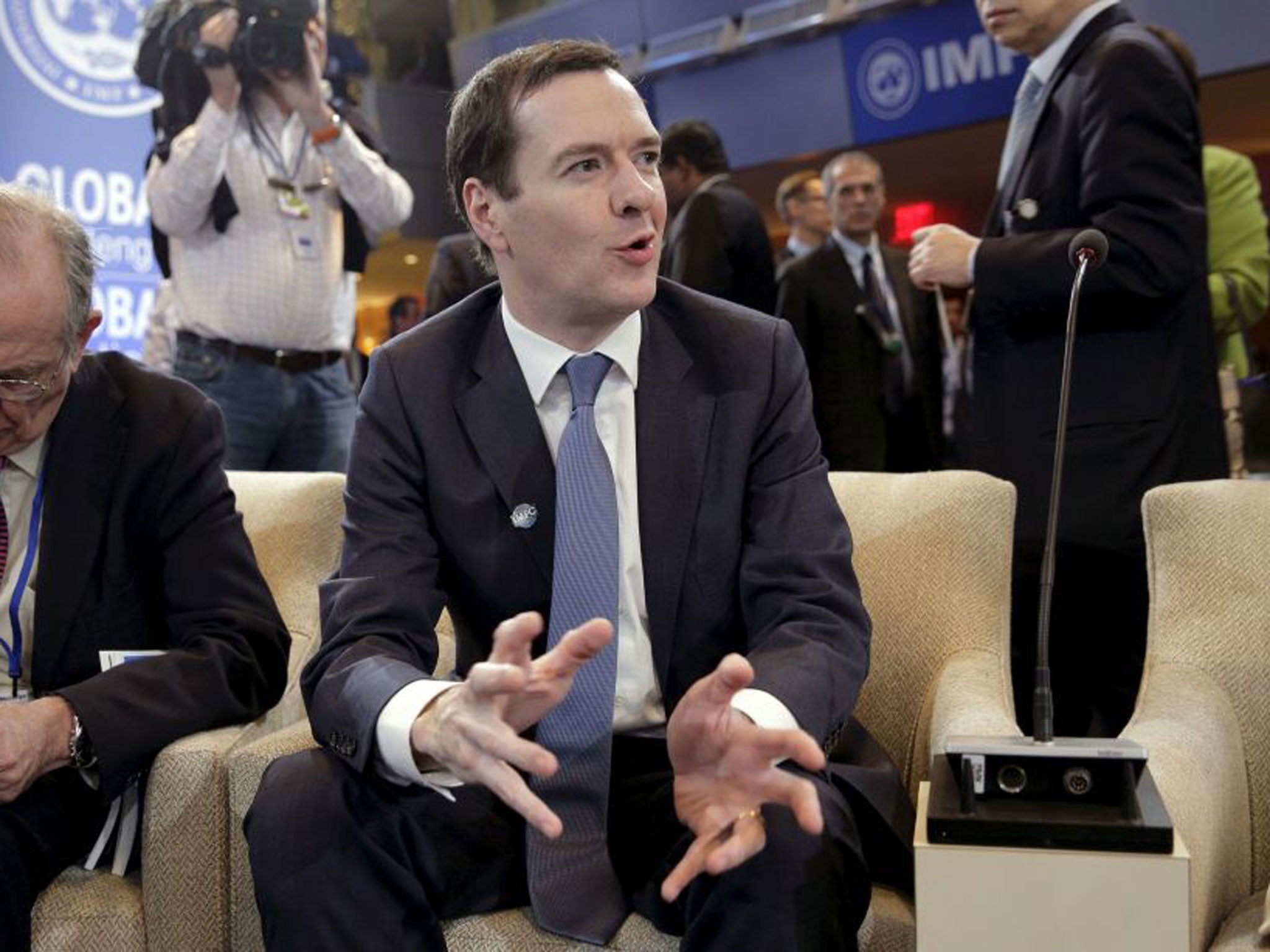 Chancellor George Osborne holding court during a forum at the 2016 World Bank-IMF Spring Meeting in Washington
