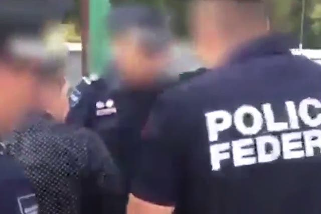 Screenshot of a video purporting to show the girl's father being arrested by Tabasco police