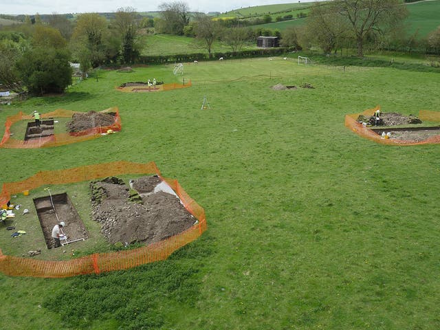 The dig site of a Roman villa found in Wiltshire