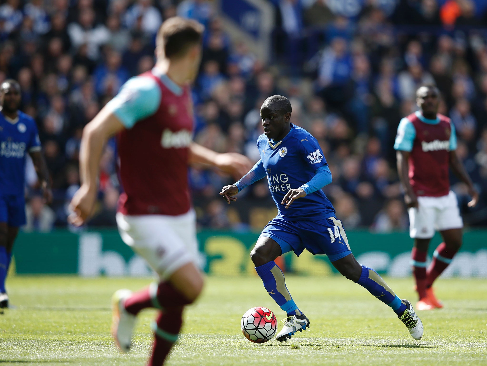 N'Golo Kante in action for Leicester. "He covers every blade of grass,' says Gary Lineker