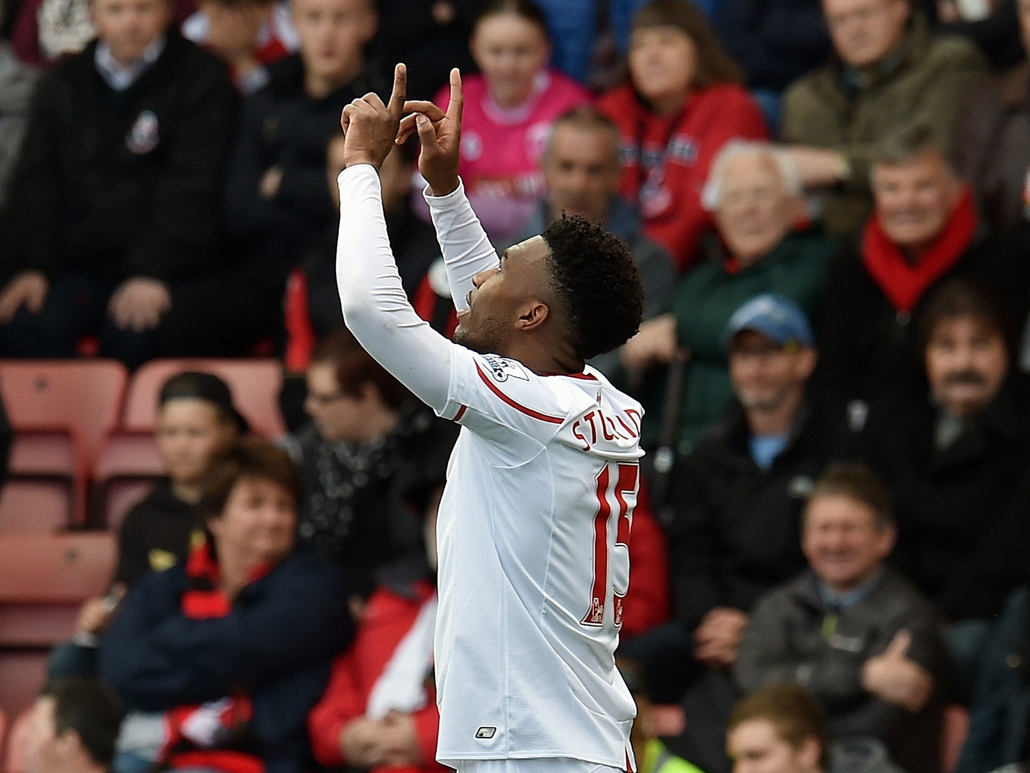 Daniel Sturridge celebrates his goal for Liverpool