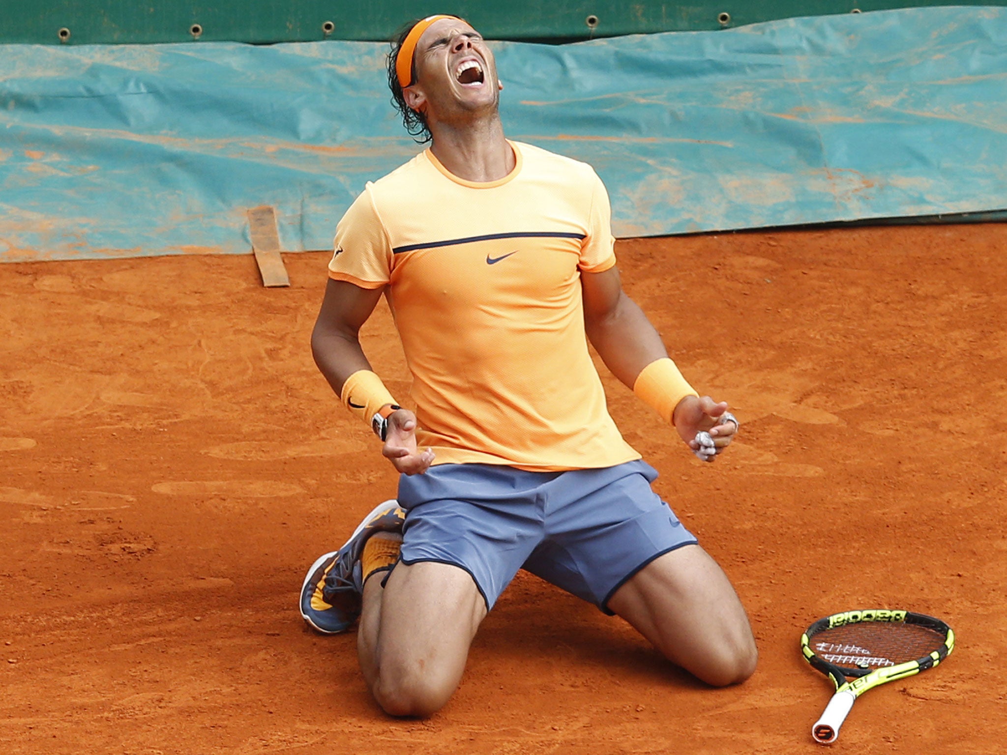Rafa Nadal celebrates winning the Monte Carlo Masters