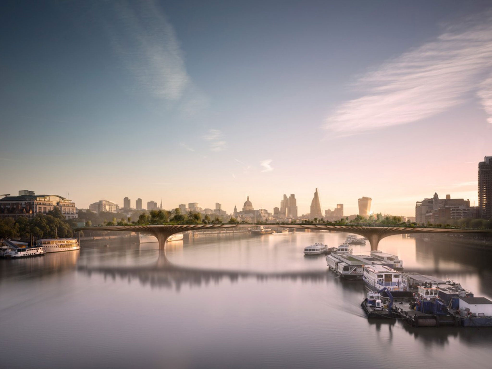 A mock-up of the proposed Thames Garden Bridge