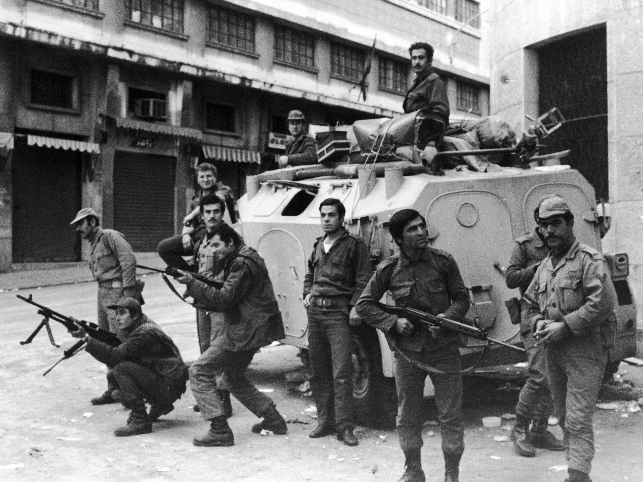 Security forces in Beirut during the Civil War in Lebanon, December 1975