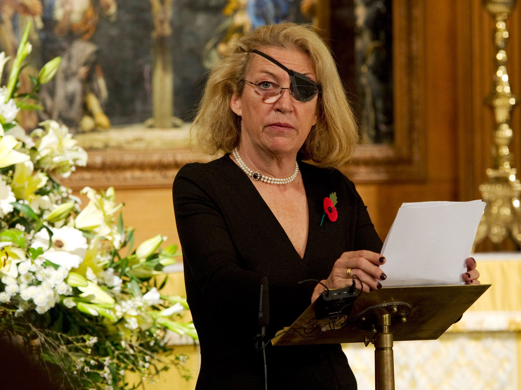 Marie Colvin of The Sunday Times, gives the address during a service at St. Bride's church November 10, 2010 in London, England. The service commemorated journalists, cameramen and support staff who have fallen in the war zones and conflicts in the 21st century