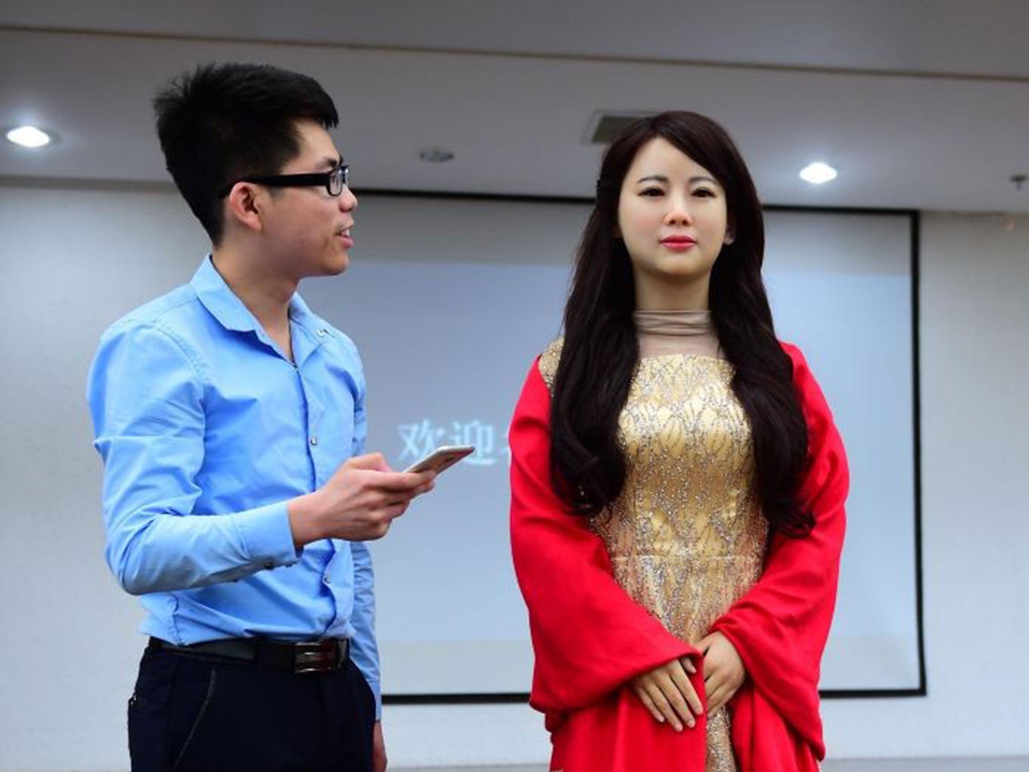 Jia Jia at her unveiling at the University of Science and Technology of China in Hefei