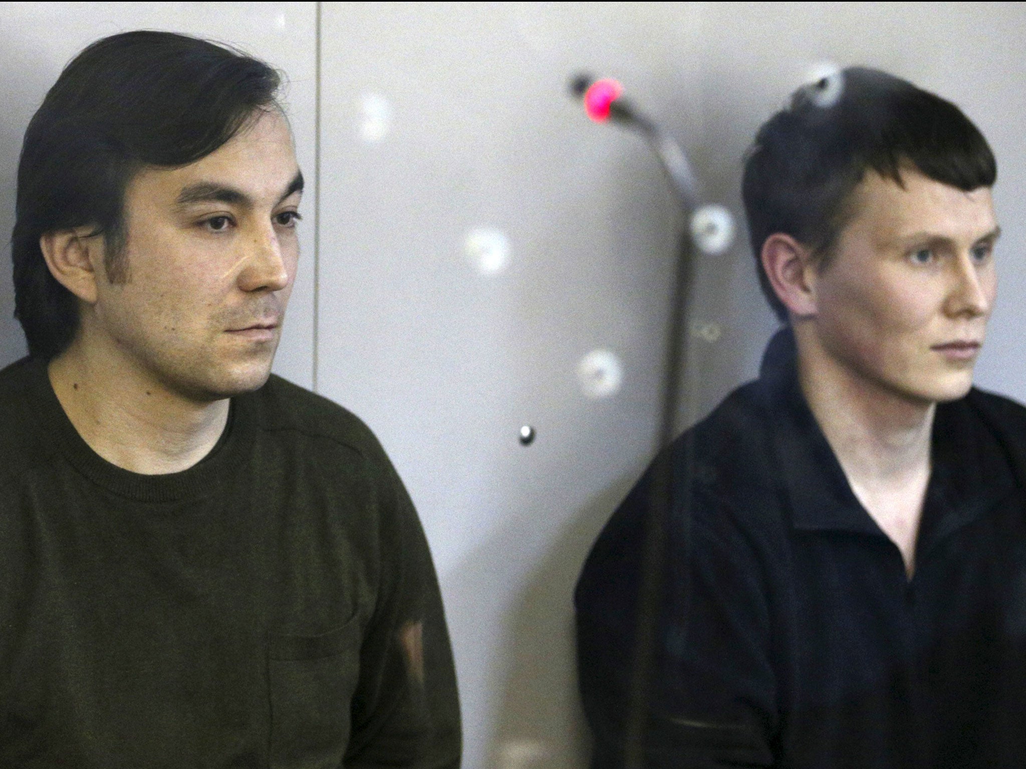 Yevgeny Yerofeyev, left, and Alexander Alexandrov, were arrested last May on terrorism charges related to the conflict in Ukraine