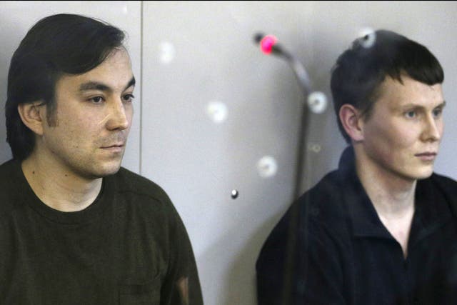  Yevgeny Yerofeyev, left, and Alexander Alexandrov, were arrested last May on terrorism charges related to the conflict in Ukraine